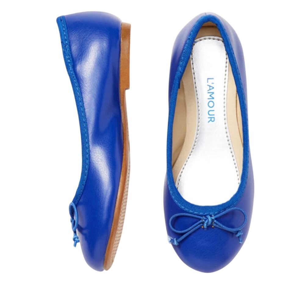 L'Amour Tie-Bow Flats, Blue, NWT, Multiple Sizes Available